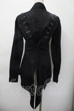 画像2: BPN FOR MEN / レースアップブラウス  黒 S-25-11-18-028-GO-BL-HR-ZS