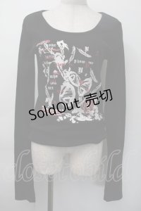 Deorart / プリントリブカットソー  黒 S-25-11-18-029-PU-TO-HR-ZS