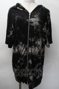 Deorart / タイダイフード付き半袖パーカー  黒 S-25-11-18-033-PU-TO-HR-ZS