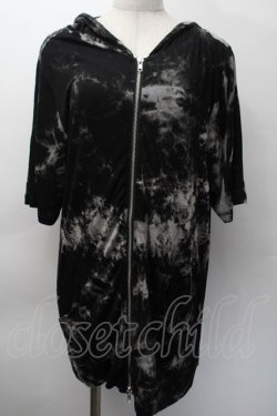 画像1: Deorart / タイダイフード付き半袖パーカー  黒 S-25-11-18-033-PU-TO-HR-ZS