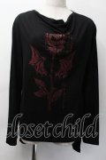 Deorart / バラプリントロングTシャツ  黒ｘ赤 S-25-11-18-035-PU-TO-HR-ZS