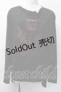 Deorart / バラプリントロングTシャツ  黒ｘ赤 S-25-11-18-035-PU-TO-HR-ZS