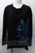 Deorart / プリントドレープロングTシャツ  黒ｘ青 S-25-11-18-036-PU-TO-HR-ZS
