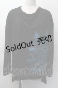 Deorart / プリントドレープロングTシャツ  黒ｘ青 S-25-11-18-036-PU-TO-HR-ZS