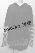 NieR Clothing / ボーダー切替重ね着風プルオーバー  黒ｘ白 S-25-11-18-037-PU-TO-HR-ZS