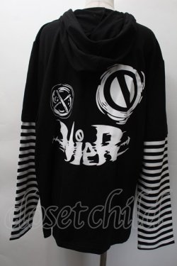画像2: NieR Clothing / ボーダー切替重ね着風プルオーバー  黒ｘ白 S-25-11-18-037-PU-TO-HR-ZS