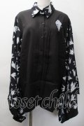 NieR Clothing / 着物風袖ブロッキングシャツ【折鶴】  黒ｘ白 S-25-11-18-038-PU-BL-HR-ZS
