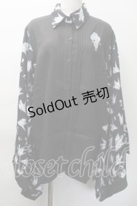 NieR Clothing / 着物風袖ブロッキングシャツ【折鶴】  黒ｘ白 S-25-11-18-038-PU-BL-HR-ZS