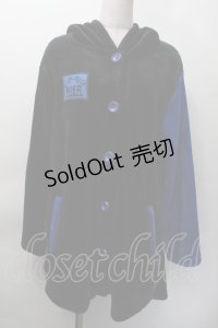 NieR Clothing / バイカラーファーカーディガン  黒ｘ青 S-25-11-18-039-PU-TO-HR-ZS