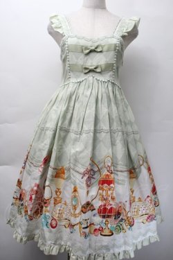 画像1: metamorphose / エッグアートハイウエストジャンパースカート  グラスグリーン S-25-11-18-041-ME-OP-HR-ZS