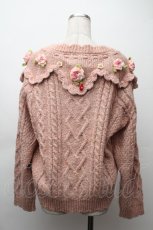 画像2: PINK HOUSE / Berry Roseモチーフ付きヨーク編みニットカーディガン  ピンク S-25-11-20-005-LO-BL-AS-ZS (2)