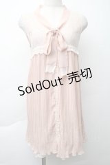 axes femme / プリーツシフォンノースリーブトップス  ピンク S-25-11-20-045-AX-BL-HR-ZS