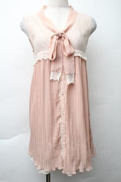 画像1: axes femme / プリーツシフォンノースリーブトップス  ピンク S-25-11-20-045-AX-BL-HR-ZS