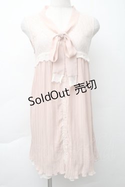 画像1: axes femme / プリーツシフォンノースリーブトップス  ピンク S-25-11-20-045-AX-BL-HR-ZS