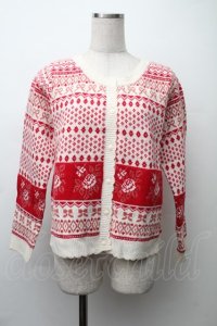 PINK HOUSE / ロージーローズカーディガン  白ｘ赤 S-25-11-20-007-LO-TO-AS-ZS