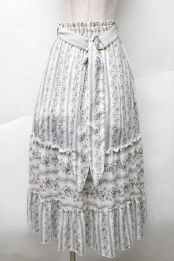 画像1: axes femme / ストライプフラワー柄スカート  オフ S-25-11-20-056-AX-SK-HR-ZS