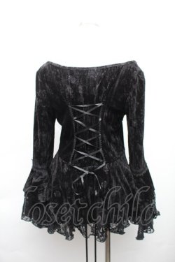 画像2: DARK IN LOVE / ベロア姫袖トップス  黒 S-25-11-20-015-PU-TO-AS-ZS