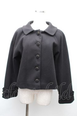 画像1: axes femme / 袖フリルピーコート  黒 S-25-11-20-021-AX-CO-HR-ZS