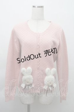 画像1: PINK HOUSE / クッキーラビッツモチーフニットカーディガン  ピンク S-25-11-20-024-LO-TO-AS-ZS