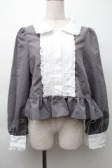 Cherirulu Chocola / MYリボンマルエリブラウス L グレーｘ白 S-25-11-20-031-LO-BL-HR-ZS