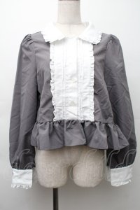 Cherirulu Chocola / MYリボンマルエリブラウス L グレーｘ白 S-25-11-20-031-LO-BL-HR-ZS