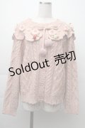 PINK HOUSE / Berry Roseモチーフ付きヨーク編みニットカーディガン  ピンク S-25-11-20-005-LO-BL-AS-ZS