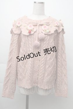 画像1: PINK HOUSE / Berry Roseモチーフ付きヨーク編みニットカーディガン  ピンク S-25-11-20-005-LO-BL-AS-ZS