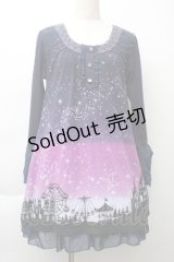 axes femme / 星座グラデ柄カットチュニック  パープル S-25-11-20-043-AX-OP-HR-ZS