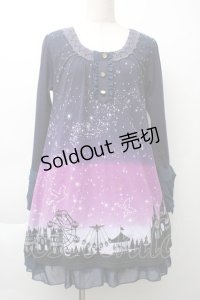 axes femme / 星座グラデ柄カットチュニック  パープル S-25-11-20-043-AX-OP-HR-ZS