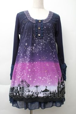 画像1: axes femme / 星座グラデ柄カットチュニック  パープル S-25-11-20-043-AX-OP-HR-ZS