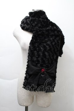 画像1: axes femme / ローズブーケリボンマフラー  黒 S-25-11-21-006-AX-ZA-HR-ZS