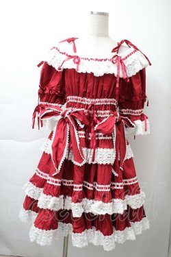 画像1: BABY,THE STARS SHINE BRIGHT / Confiture Ribbonワンピース  エンジ S-25-11-21-050-BA-OP-HR-ZS