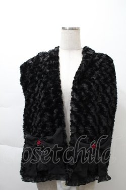 画像2: axes femme / ローズブーケリボンマフラー  黒 S-25-11-21-006-AX-ZA-HR-ZS