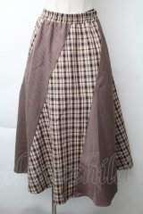 axes femme / チェック切り替えスカート  ブラウン S-25-11-21-055-AX-SK-AS-ZS