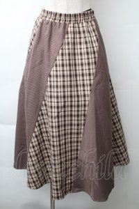axes femme / チェック切り替えスカート  ブラウン S-25-11-21-055-AX-SK-AS-ZS