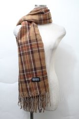 NieR Clothing / 刺繍チェックマフラー  ブラウン S-25-11-21-008-PU-ZA-HR-ZS