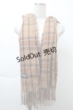 画像2: NieR CLOTHING / 刺繍チェックマフラー  ブラウン S-25-11-21-008-PU-ZA-HR-ZS