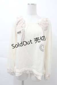 axes femme / ネコデザインプルオーバー  ベージュ S-25-11-21-014-AX-TO-HR-ZS