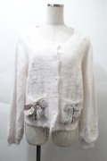 axes femme / リボン付フェザーニットカーディガン  オフ S-25-11-21-016-AX-TO-HR-ZS