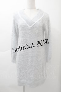 axes femme POETIQUE / シャギーニットワンピース  サックス S-25-11-21-017-AX-OP-AS-ZS