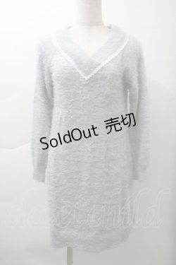 画像1: axes femme POETIQUE / シャギーニットワンピース  サックス S-25-11-21-017-AX-OP-AS-ZS