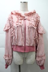 axes femme kawaii / フリルフーディブルゾン  ピンク S-25-11-21-023-AX-JA-HR-ZS