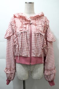 axes femme kawaii / フリルフーディブルゾン  ピンク S-25-11-21-023-AX-JA-HR-ZS