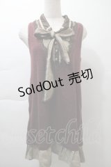 axes femme / チェック切替ニットプルオーバー  ワイン S-25-11-21-024-AX-TO-HR-ZS