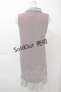 画像2: axes femme / チェック切替ニットプルオーバー  ワイン S-25-11-21-024-AX-TO-HR-ZS