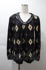 axes femme / アーガイル柄Aラインプルオーバー  パープル S-25-11-21-027-AX-TO-HR-ZS