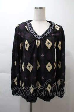 画像1: axes femme / アーガイル柄Aラインプルオーバー  パープル S-25-11-21-027-AX-TO-HR-ZS