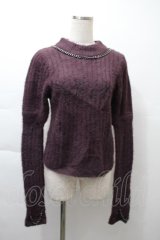 NOEMIE / チェーン付き4wayフェザー刺繍ニット  紫 S-25-11-21-028-LO-TO-HR-ZS