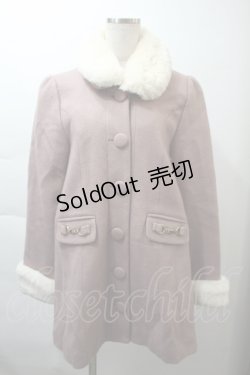 画像1: Ank Rouge / ファー襟コート  ピンクベージュ S-25-11-21-031-CA-CO-HR-ZS