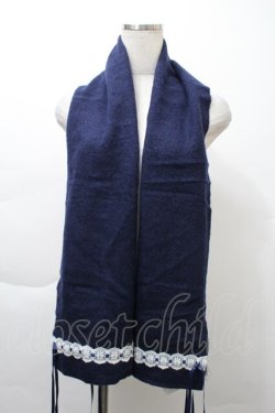 画像2: Moi-meme-Moitie / 燭台レースリボンマフラー  紺 S-25-11-21-004-MO-ZA-AS-ZS